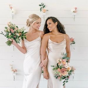 Revelry Bridesmaid Skye Satin Dress in Champagne